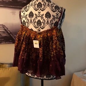 Free People Tops - Free People maroon yellow floral print tank top M Free People Tops - Free People maroon yellow floral print tank top M